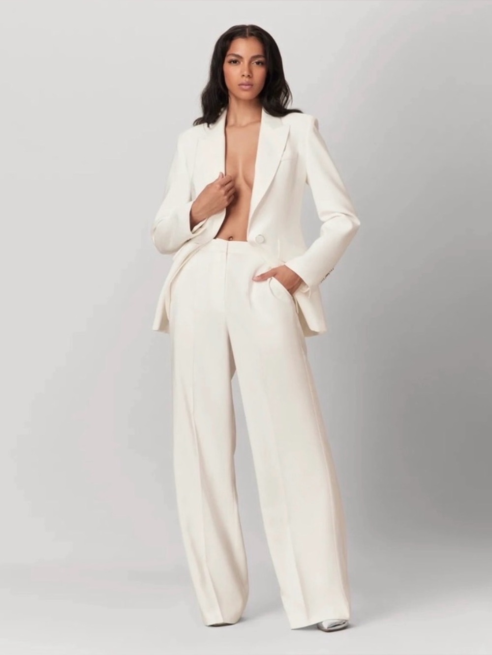 LBV Ivory White Blazer Jacket, size XL